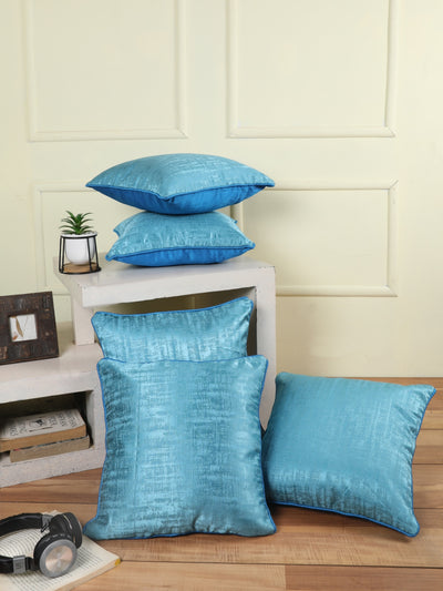Turquoise Blue Set of 5 Jacquard 16 Inch x 16 Inch Cushion Covers