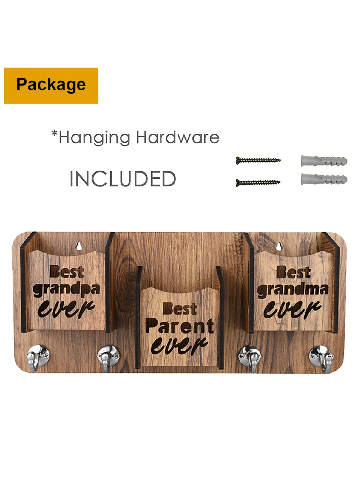 Wooden Key Holder With 3 Mobile Stand Holder For Home & Office Wall Decorative