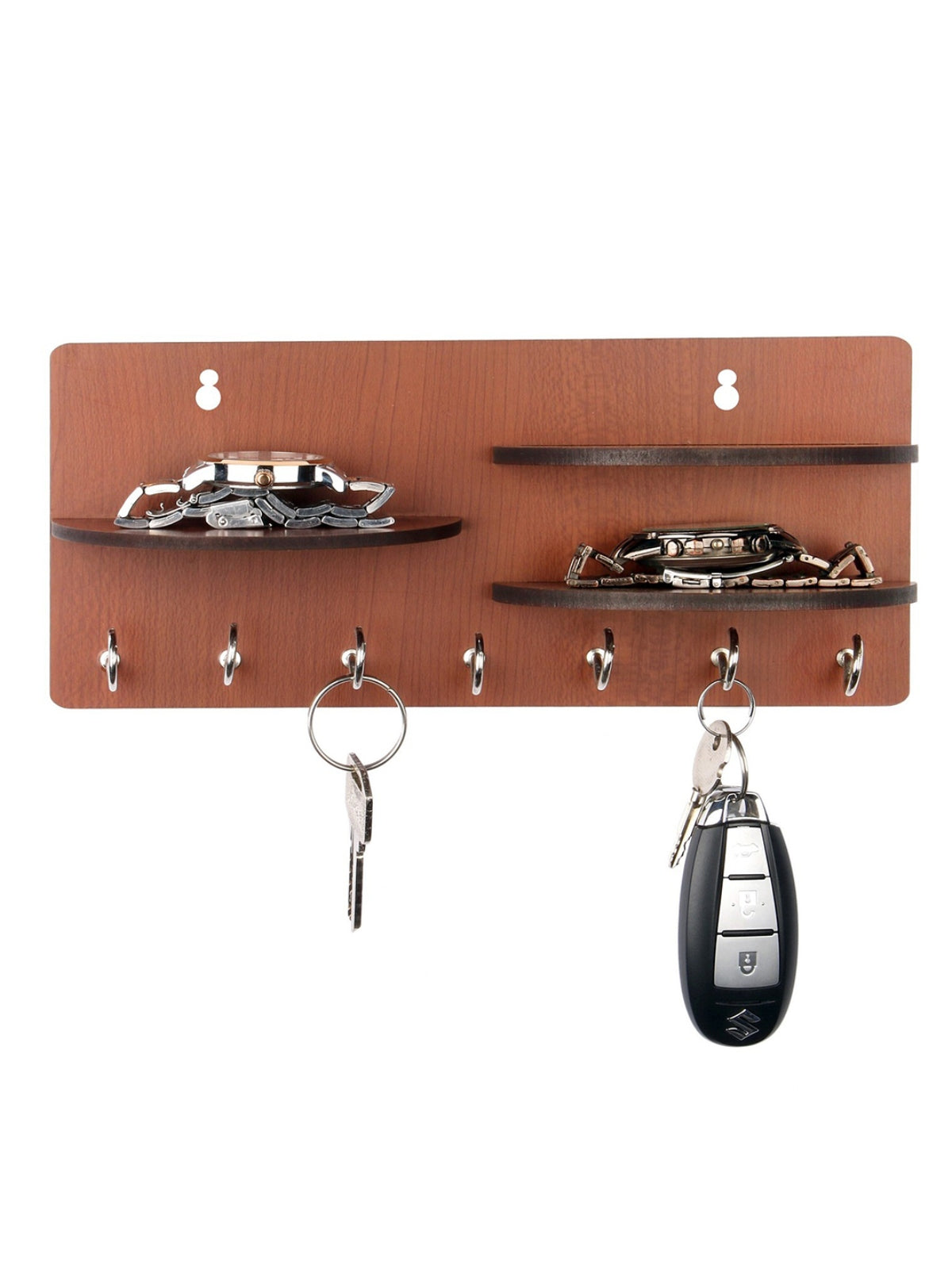 Wooden Key Holder With 3 Round Shelf For Home & Office Wall Decorative