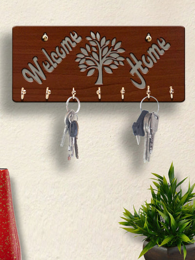 Wooden Key Holder With 7 Hooks For Home & Office Wall Decorative