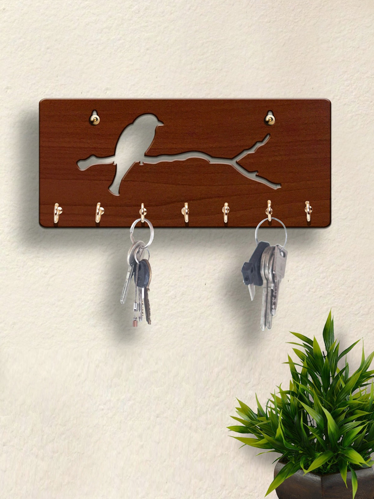 Wooden Key Holder With 7 Hooks For Home & Office Wall Decorative