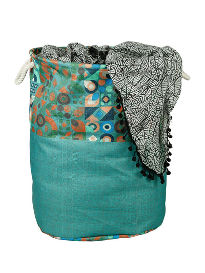 Polyester Slub Printed Laundry Bag  - Sea Green
