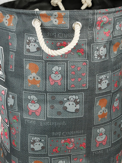 Polyester Slub Kids Design Laundry Bag  - Grey