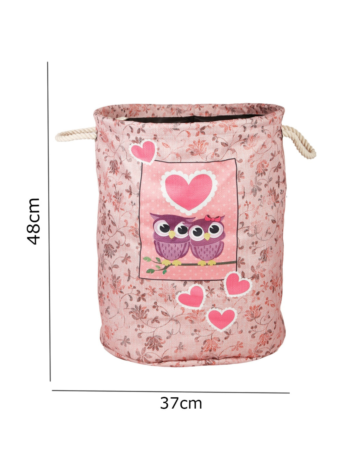 Polyester Slub Floral Design Laundry Bag  - Baby Pink