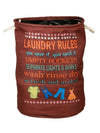 Polyester Slub Text Print Laundry Bag  - Brown