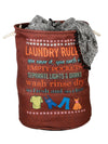 Polyester Slub Text Print Laundry Bag  - Brown