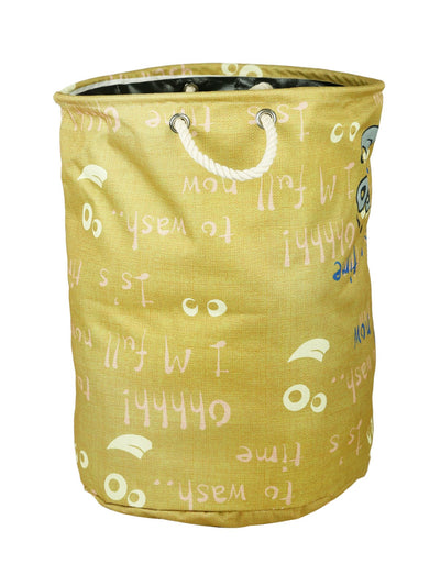 Polyester Slub Text Print Laundry Bag- Lime Green
