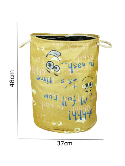 Polyester Slub Text Print Laundry Bag- Lime Green