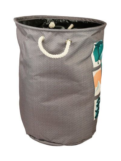 Polyester Slub Printed Laundry Bag  - Grey