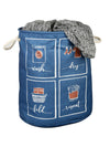 Polyester Slub Text Print Laundry Bag  - Blue