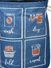 Polyester Slub Text Print Laundry Bag  - Blue