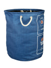 Polyester Slub Text Print Laundry Bag  - Blue