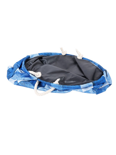 Polyester Slub Check Design Laundry Bag  - Blue & White