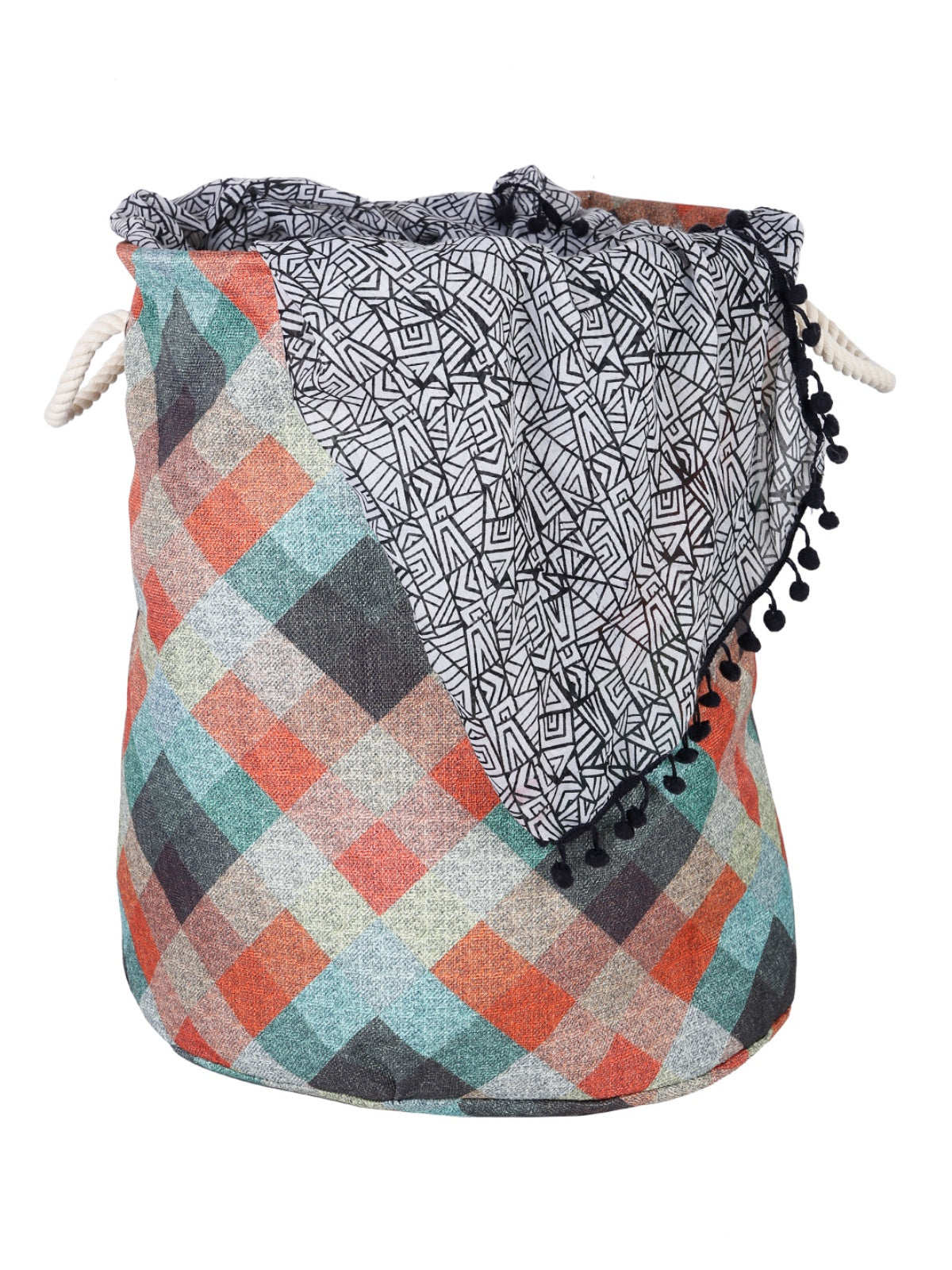 Polyester Slub Check Design Laundry Bag  - Multicolor