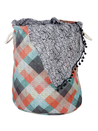Polyester Slub Check Design Laundry Bag  - Multicolor