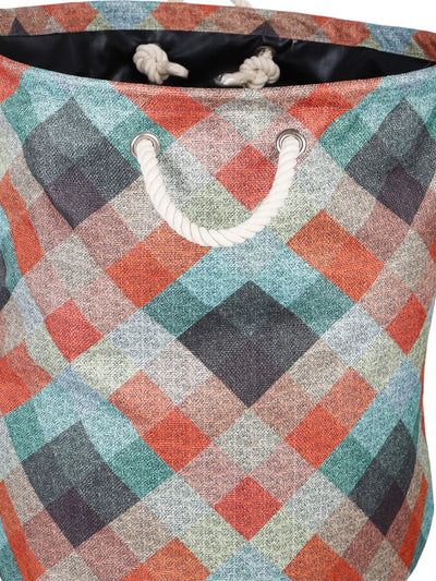 Polyester Slub Check Design Laundry Bag  - Multicolor