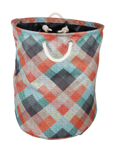 Polyester Slub Check Design Laundry Bag  - Multicolor