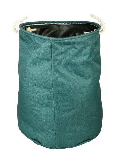 Polyester Slub Text Print Laundry Bag  - Teal Green