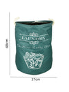 Polyester Slub Text Print Laundry Bag  - Teal Green