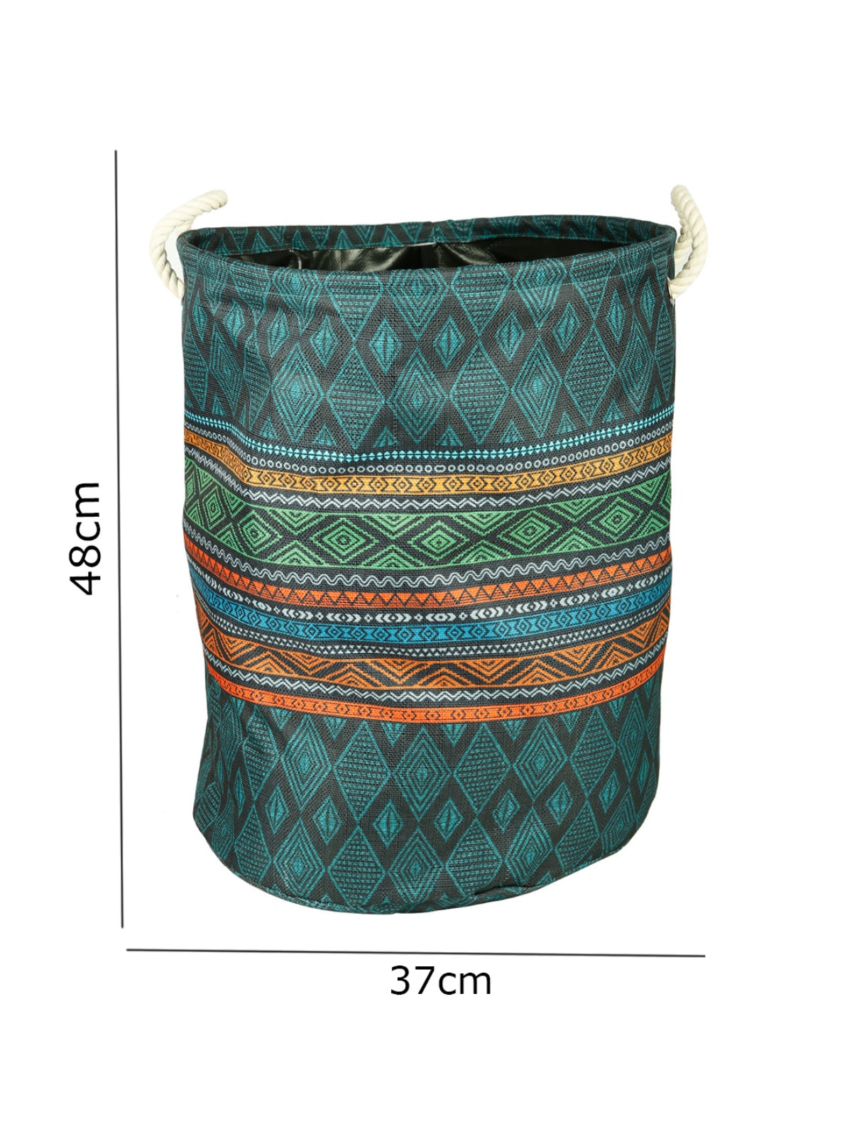 Polyester Slub Ethnic Motifs Design Laundry Bag  - Teal Green