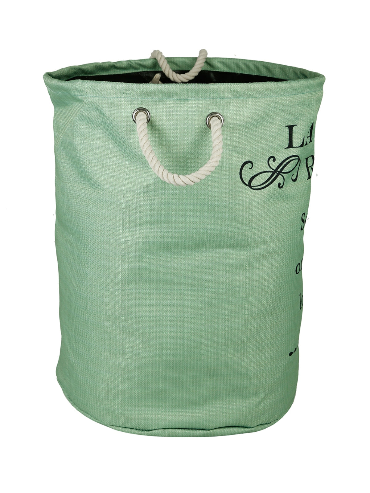 Polyester Slub Text Print Laundry Bag  - Sea Green