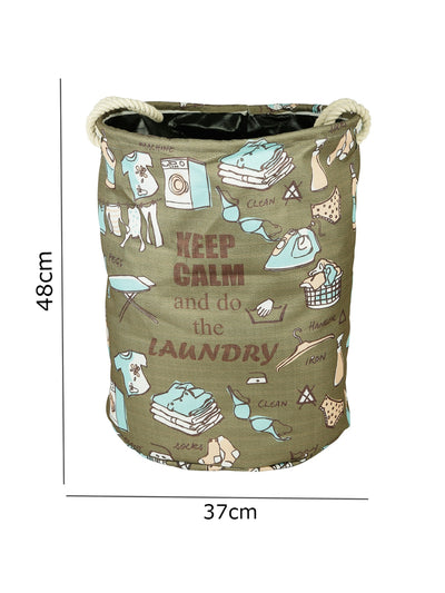 Polyester Slub Printed Laundry Bag  - Khaki
