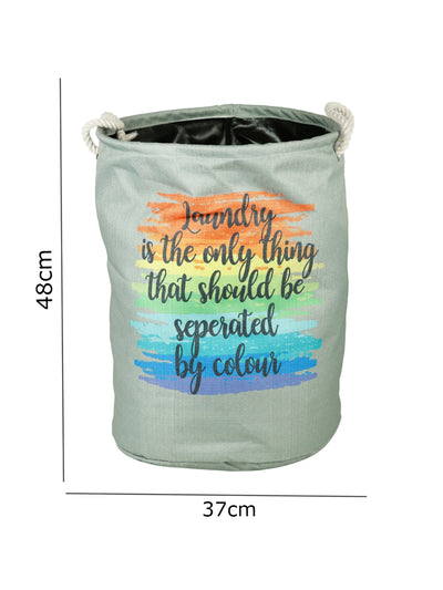 Polyester Slub Text Print Laundry Bag  - Silver