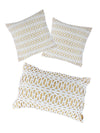 Beige & White Set of 3 Laser cut Patterned Polyester Square Cushion Covers