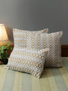 Beige & White Set of 3 Laser cut Patterned Polyester Square Cushion Covers