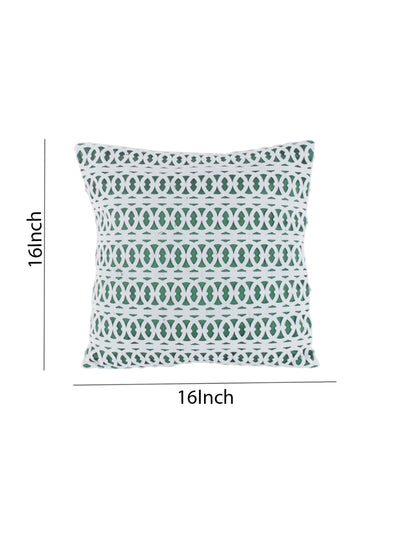 Green & White Set of 3 Polyester (16 x 16) Inch, (12 x 18) Inch Cushion Covers