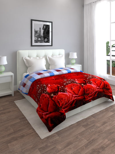 Red AC Room 500 GSM Polyester Coral Fleece Blanket
