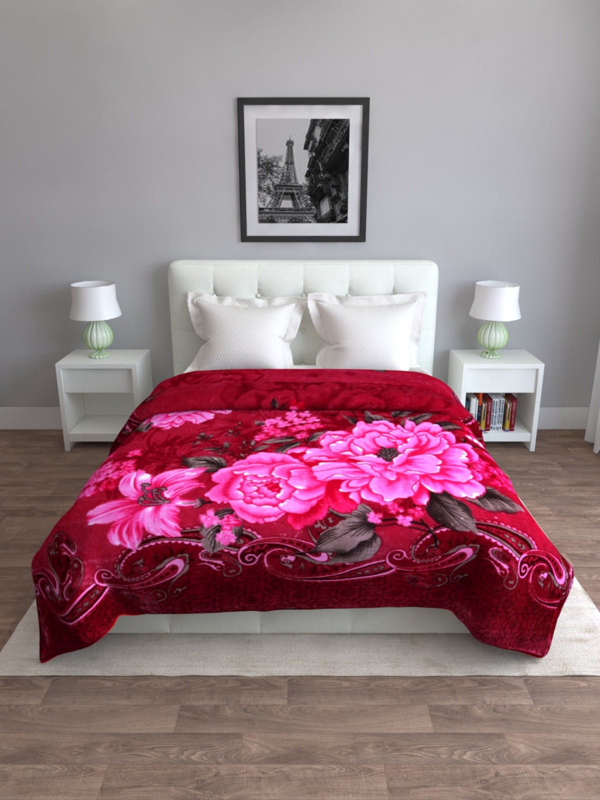 Maroon & Pink AC Room 800 GSM Mink Blanket Microfiber Wool