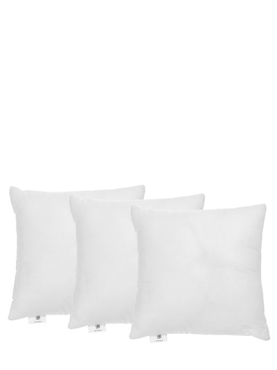 White Set of 3 Microfiber Square Cushion Filler