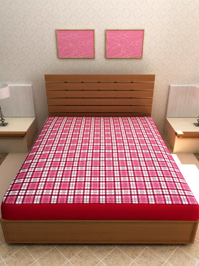 Pink & White Terry Cloth Waterproof Mattress Protector for King Size