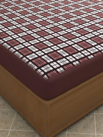 Brown & White Terry Cloth Waterproof Mattress Protector for King Size