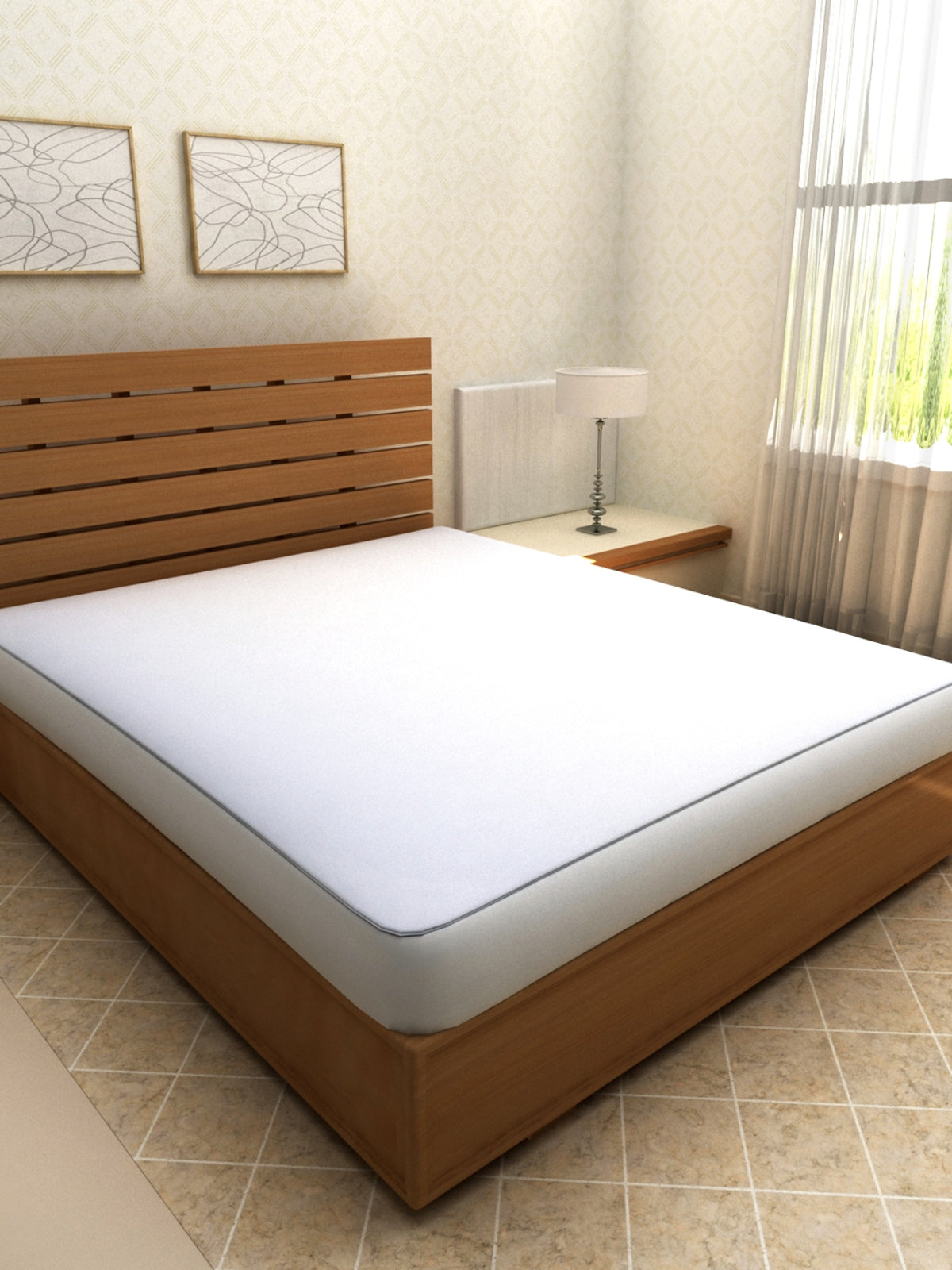 White Terry Cloth Waterproof Mattress Protector for King Size