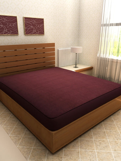 Coffee Brown Terry Cloth Waterproof Mattress Protector for King Size
