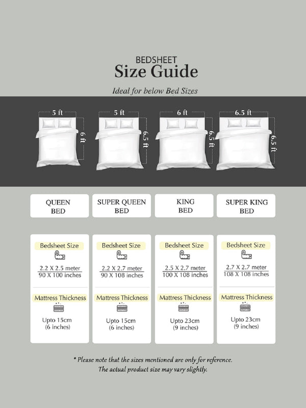 Off White Elephant PATTERNED 144 TC QUEEN BEDSHEET WITH 2 PILLOW COVERS