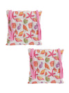 White & Pink Chair Pad Cushion Seat Self Printed - Set of 2, 40 cm x 40 cm