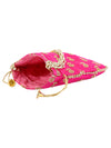 Pink Floral Embellished Silk Designer Potli Bag / Hand Bag