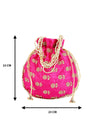 Pink Floral Embellished Silk Designer Potli Bag / Hand Bag