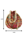 Multicolor Floral Embellished Silk Designer Potli Bag / Hand Bag