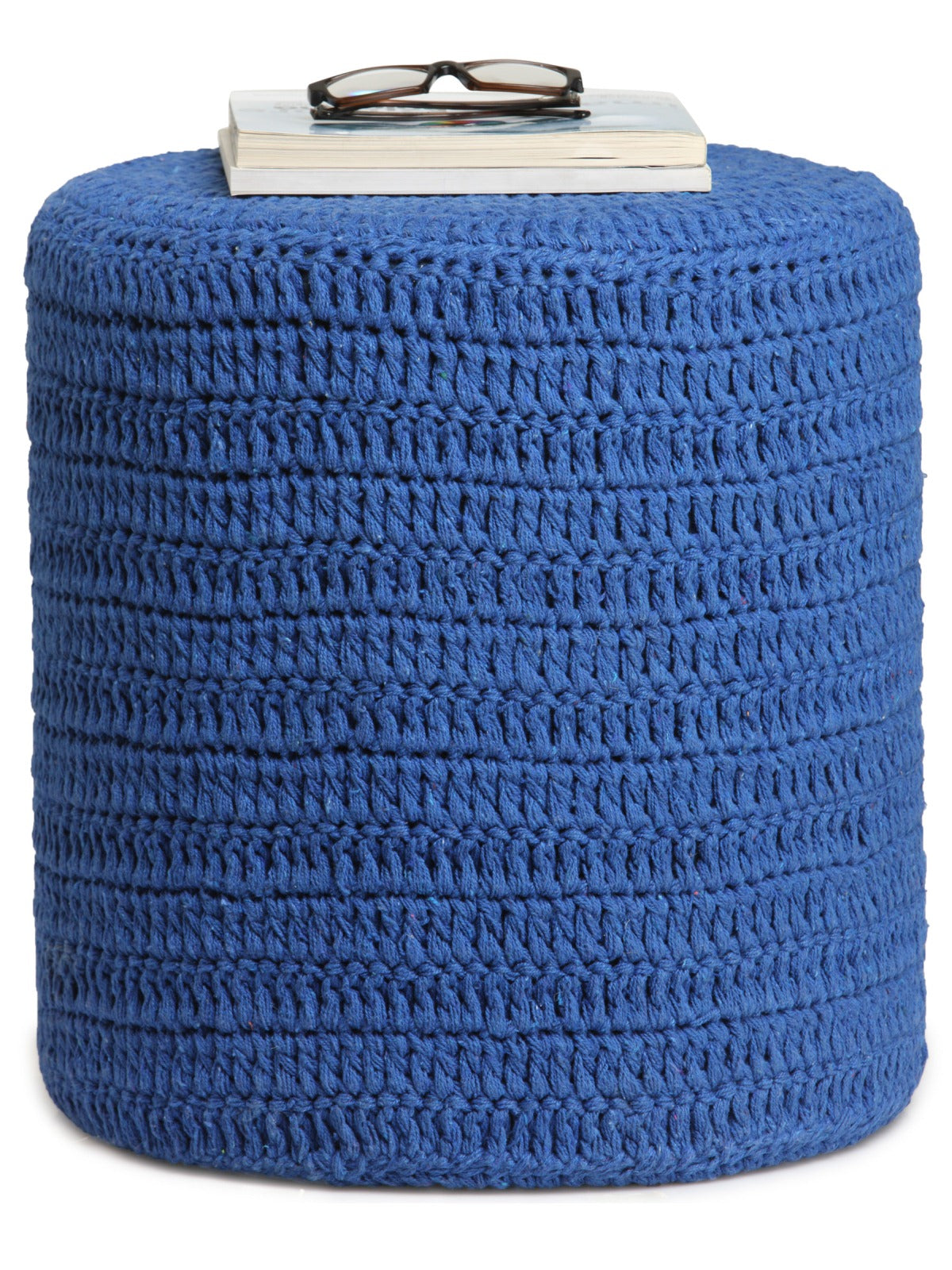 Blue Cylindrical Shape Ottoman/Pouffe