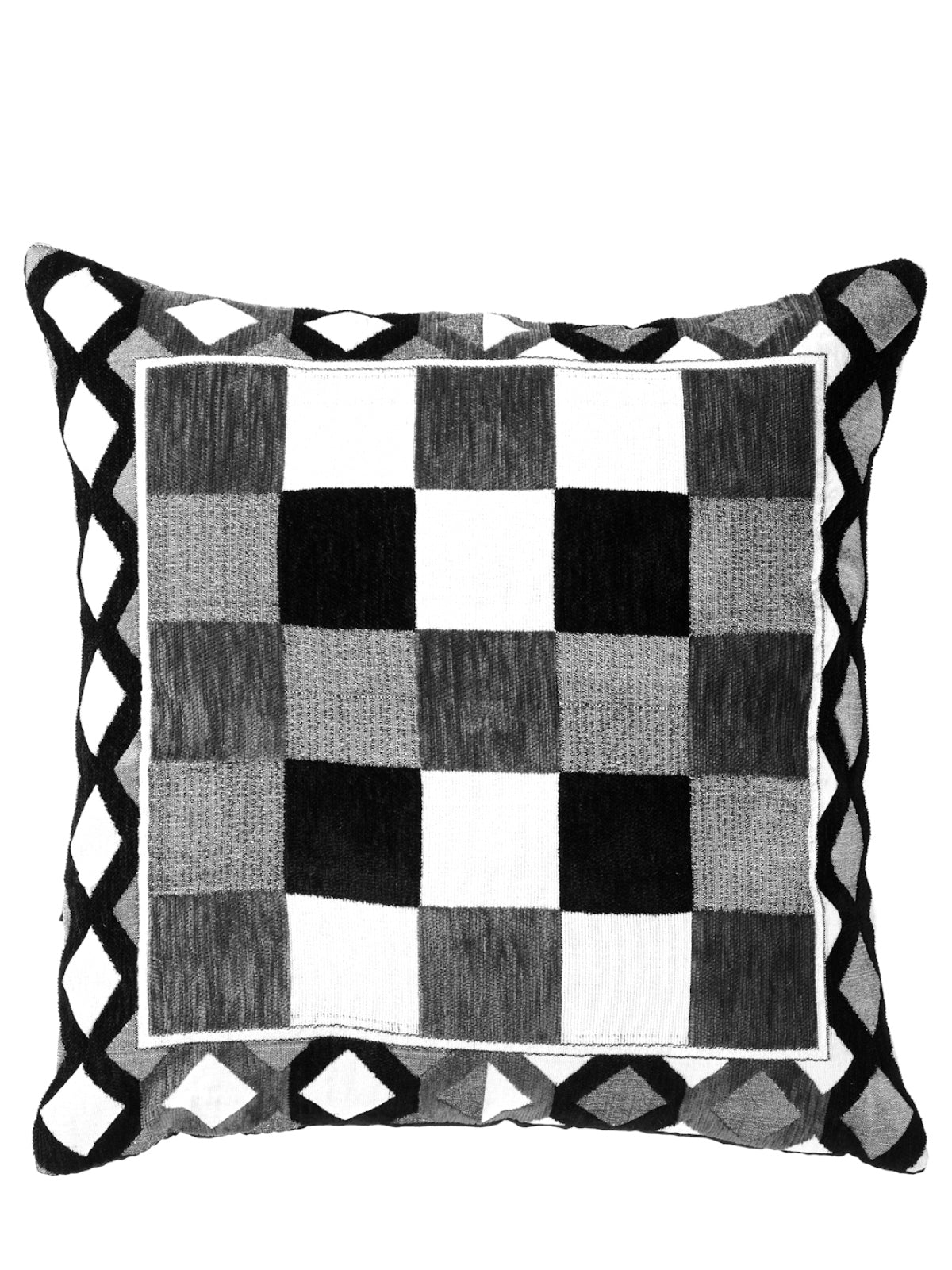 Soft Chenille Geometric Throw Pillow/Cushion Covers 16 x 16 inch, Set of 5 - Black