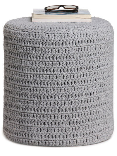 Grey Cylindrical Shape Ottoman/Pouffe