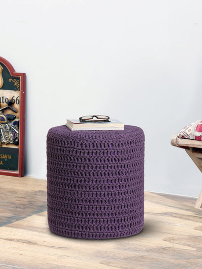 Purple Cylindrical Shape Ottoman/Pouffe