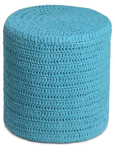 Blue Cylindrical Shape Ottoman/Pouffe