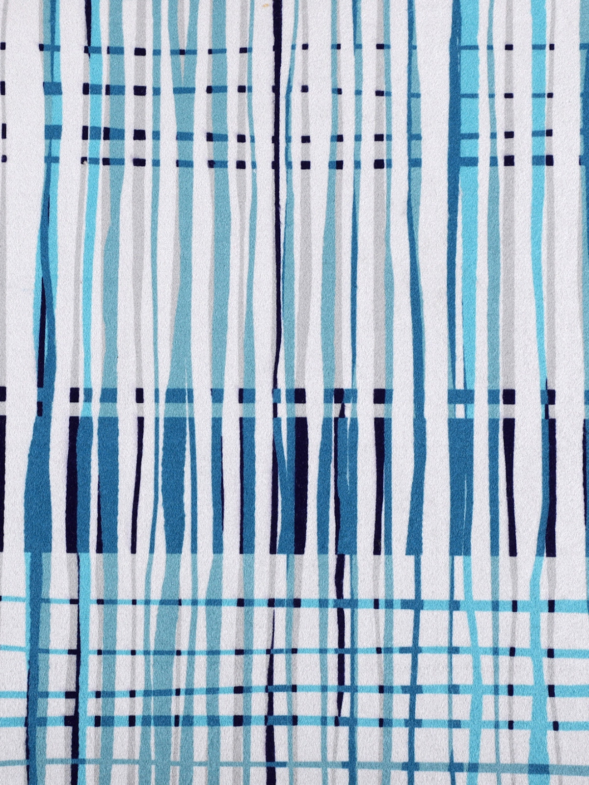 White & Blue Striped Polyester PVC Anti-Skid Doormat