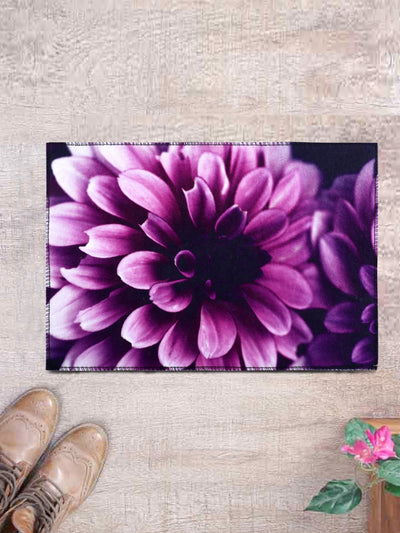 Purple Floral Patterned Doormat, 16 Inch x 24 Inch