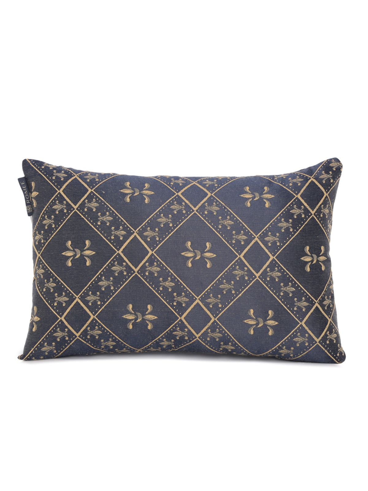 Soft Poly Cotton Ethnic Motifs Cushion Covers 12X18 Set of 2 - Navy Blue